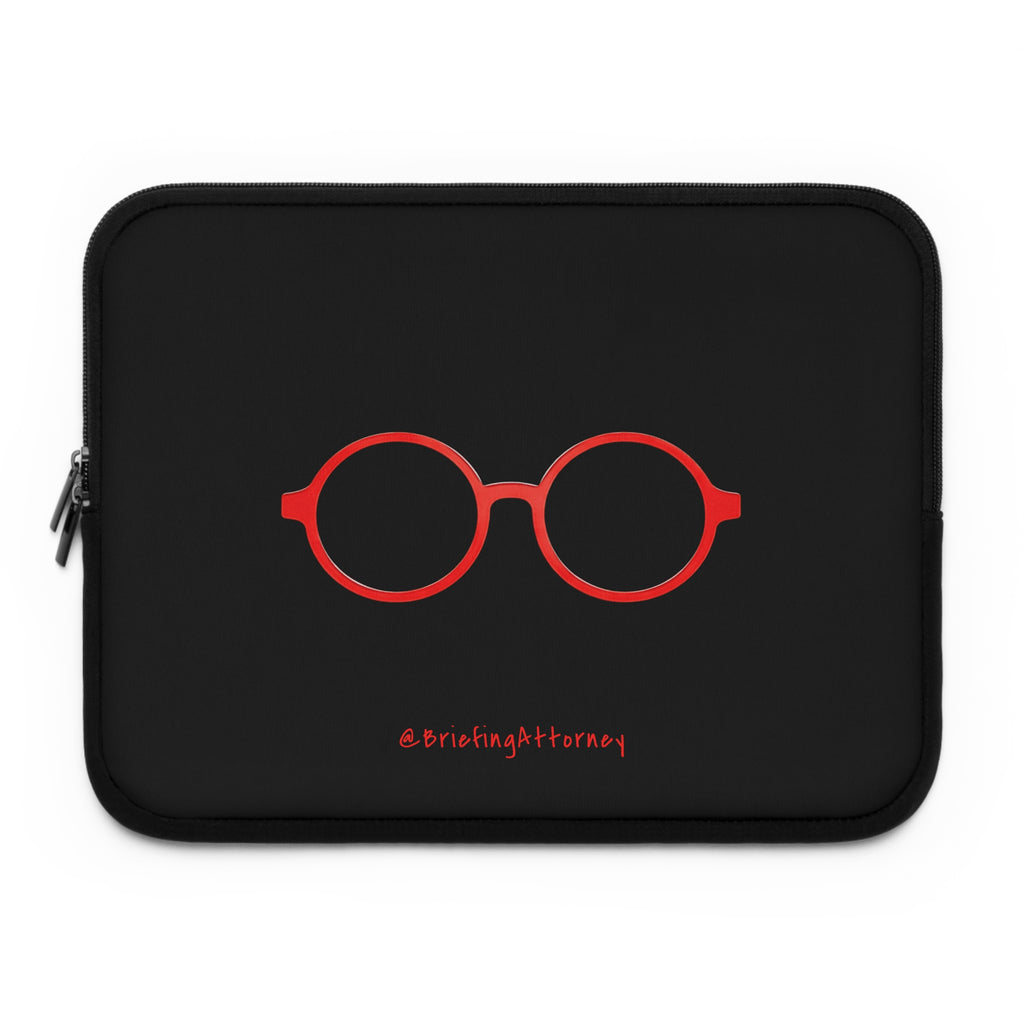Red Round Glasses Laptop Sleeve - Black