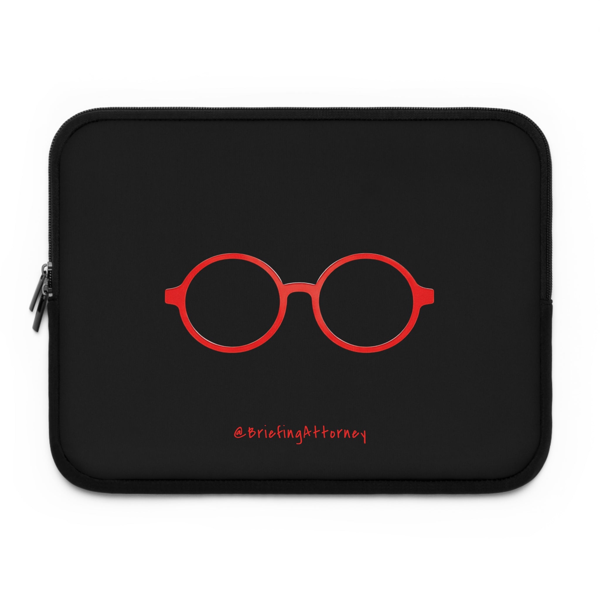 Red Round Glasses Laptop Sleeve - Black