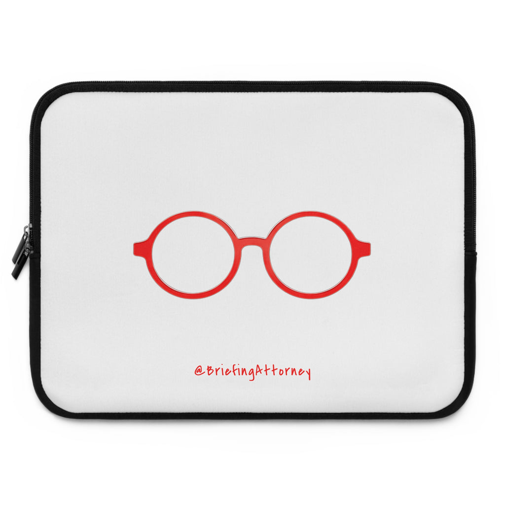 Red Round Glasses Laptop Sleeve — White