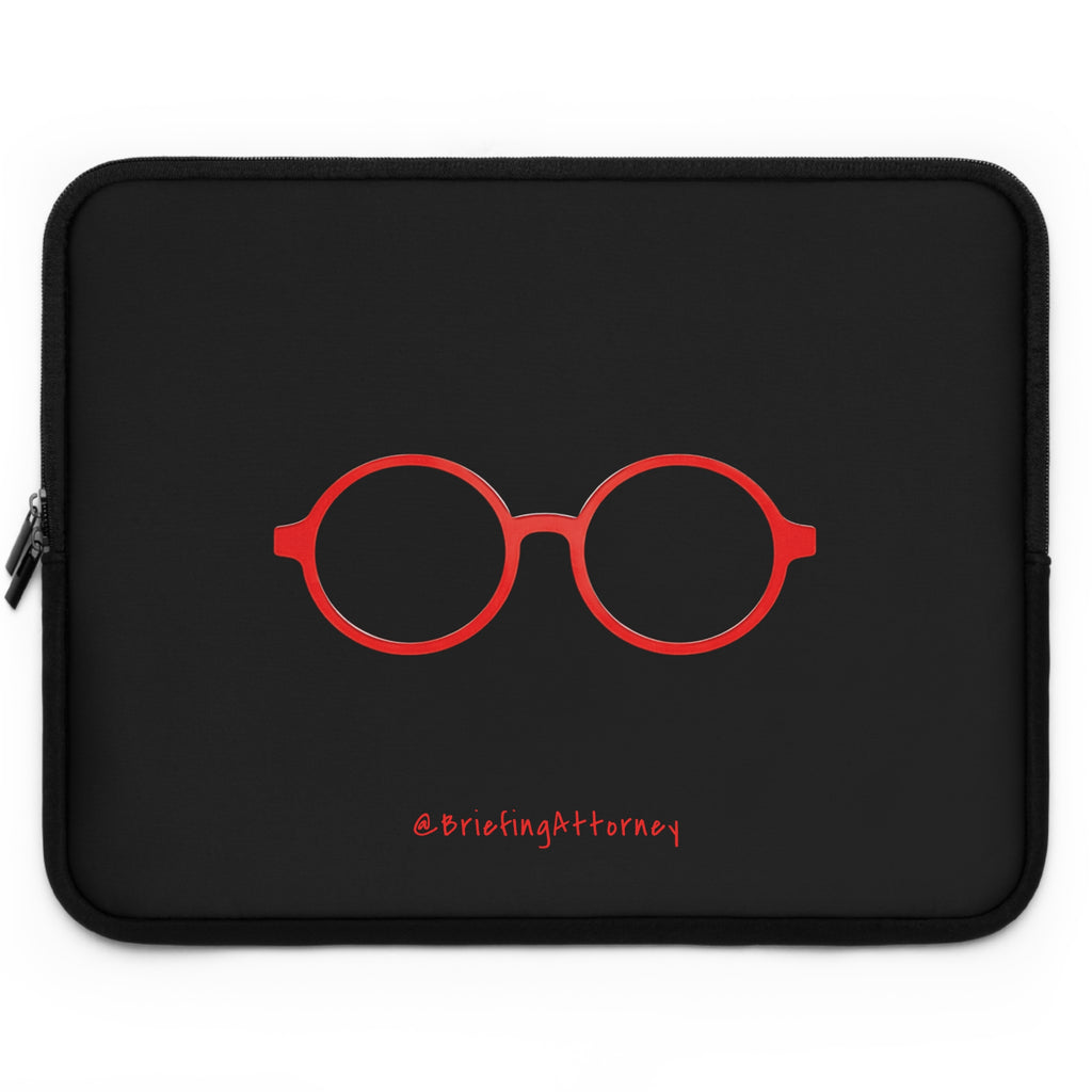 Red Round Glasses Laptop Sleeve - Black