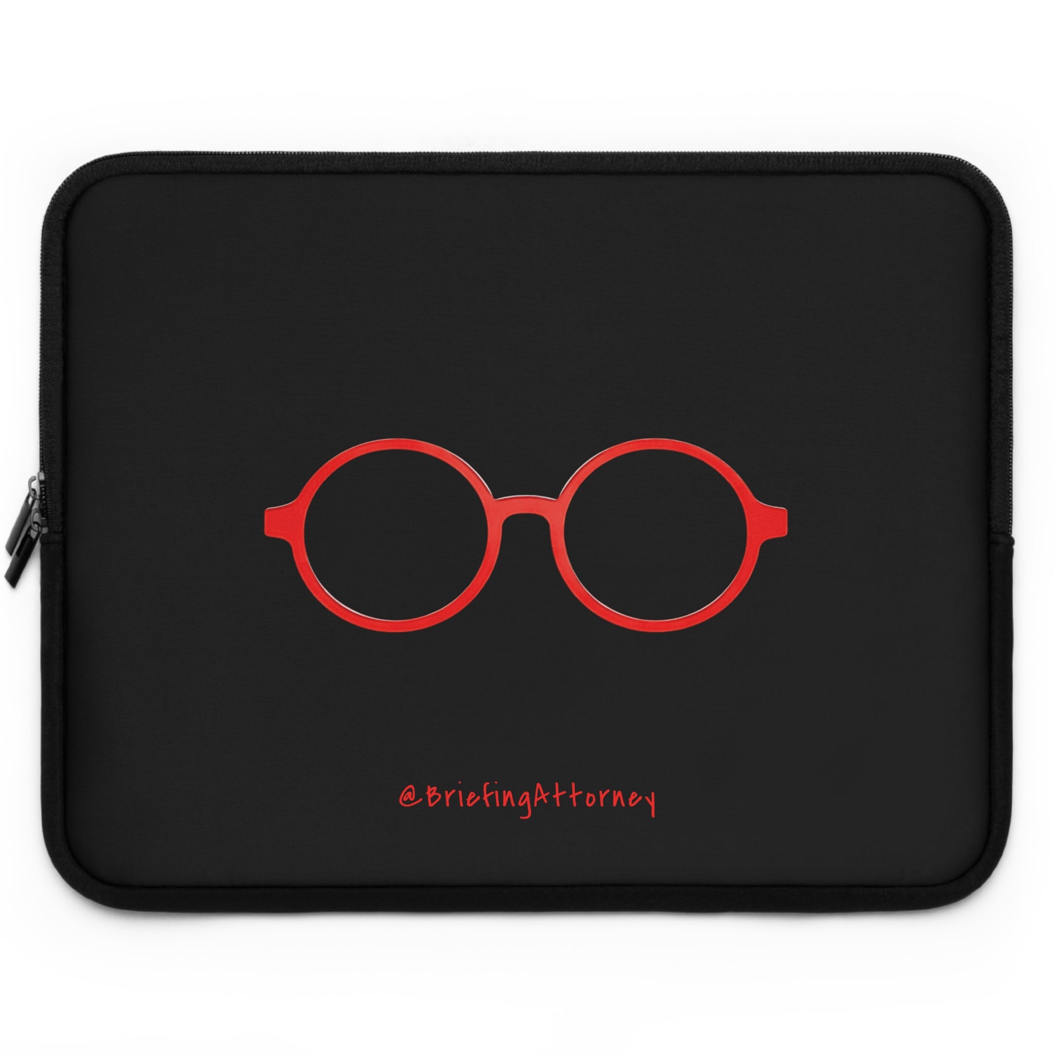 Red Round Glasses Laptop Sleeve - Black