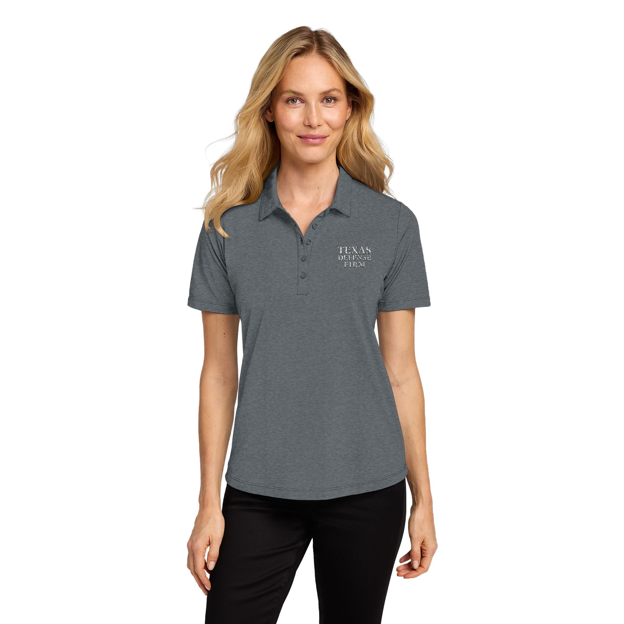 Texas Defense Firm Polo — Women's Casual Collared Shirt with Small Pocket Print