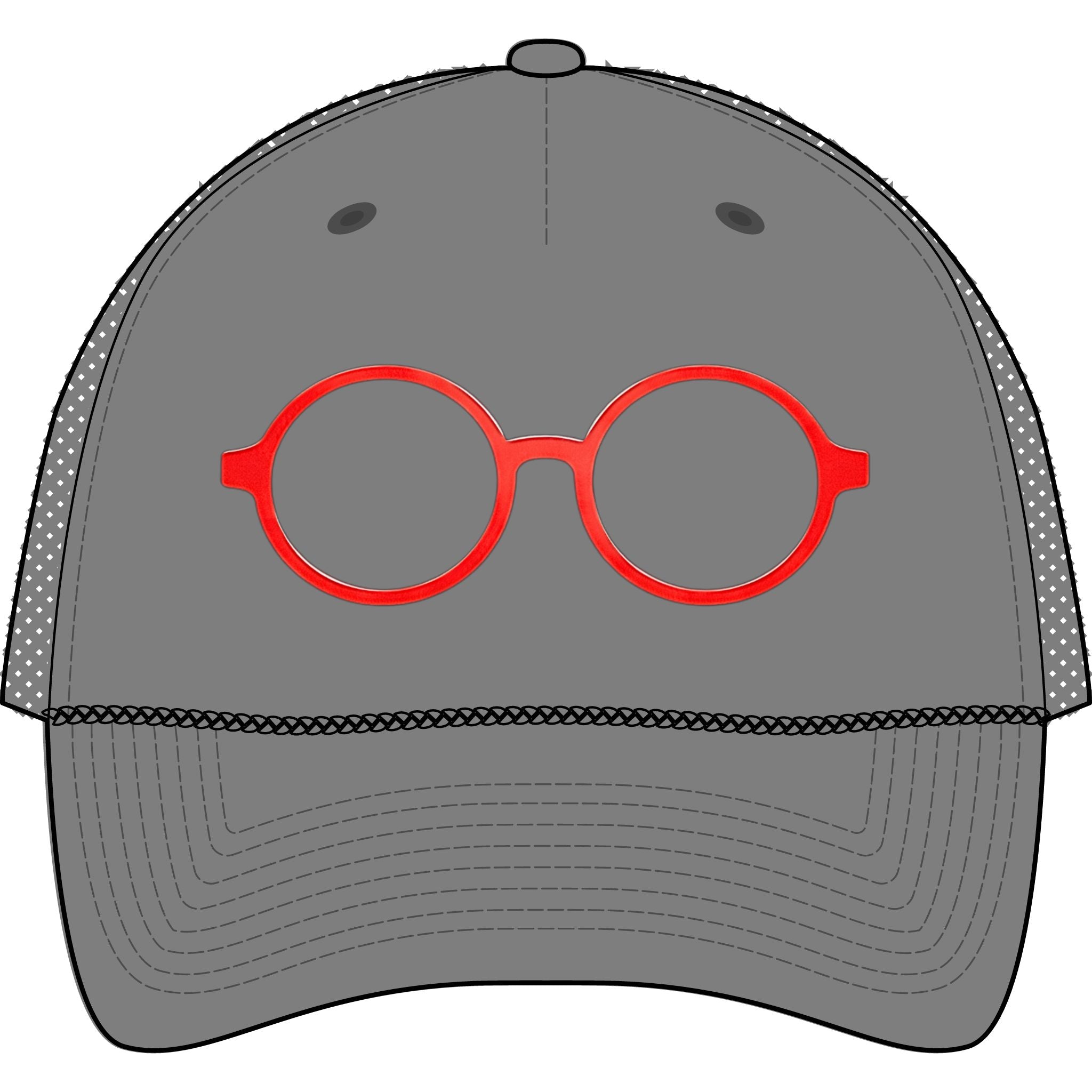 Briefing Attorney Trucker Hat — Minimal Red Round Frames Cap
