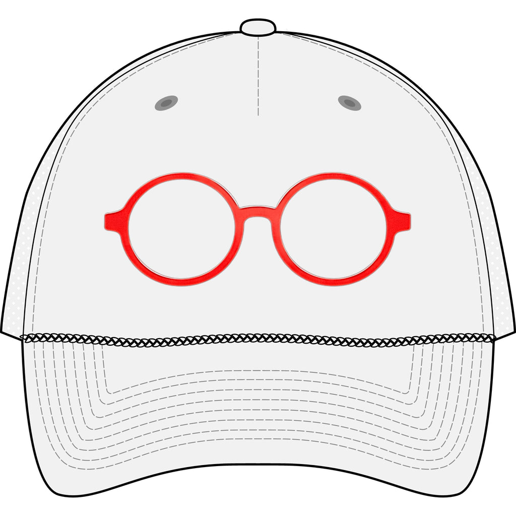 Briefing Attorney Trucker Hat — Minimal Red Round Frames Cap