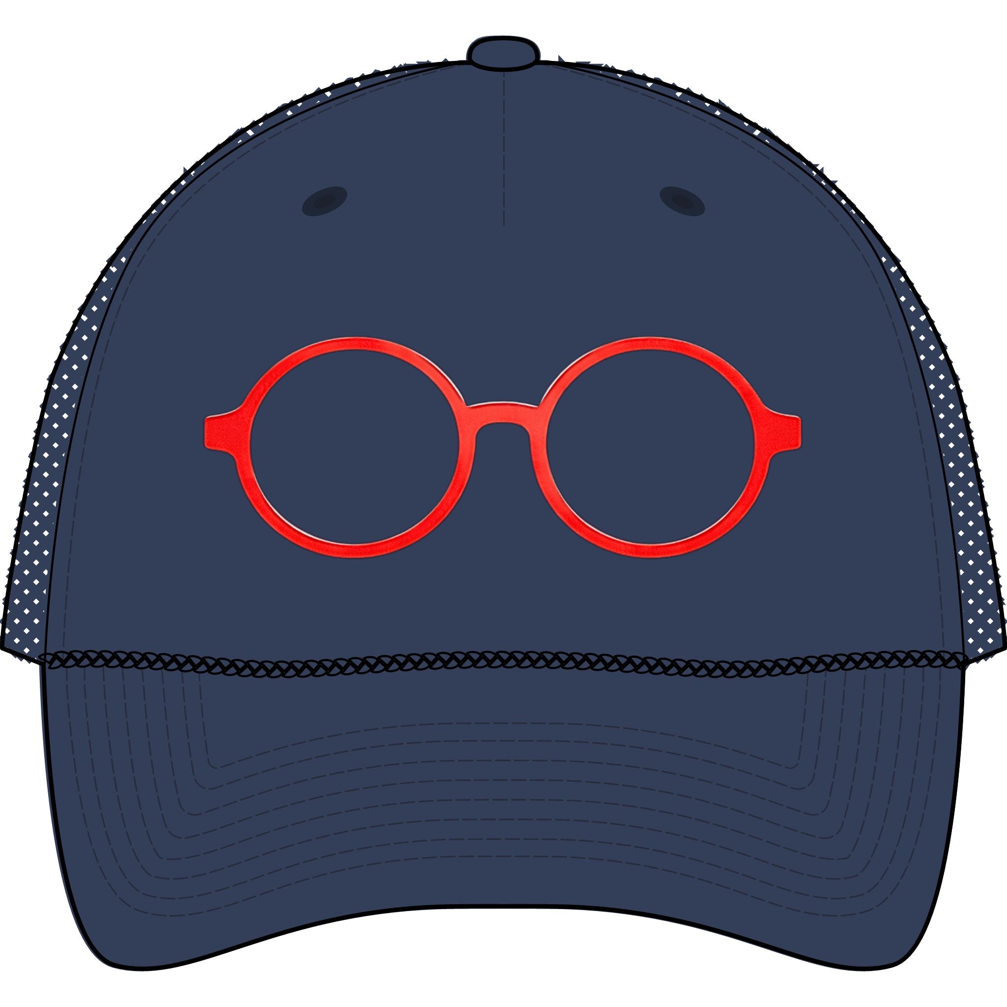 Briefing Attorney Trucker Hat — Minimal Red Round Frames Cap