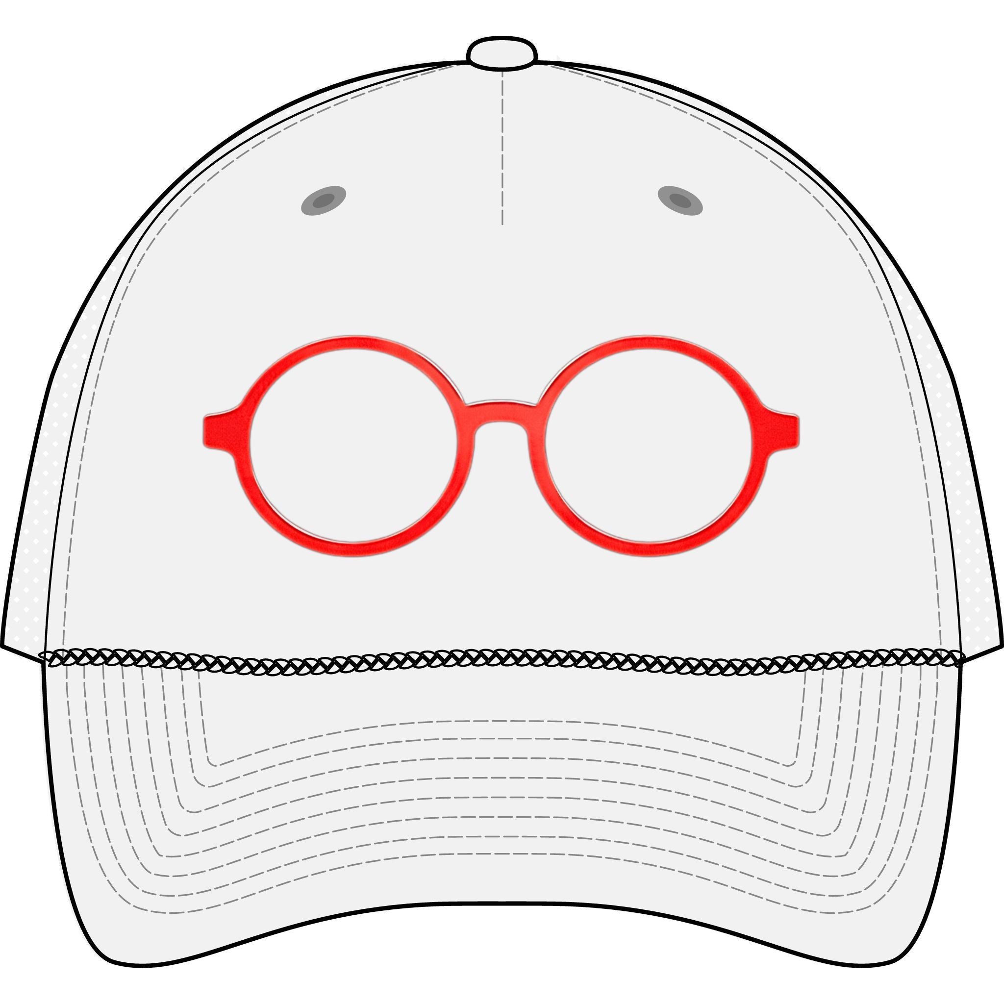 Briefing Attorney Trucker Hat — Minimal Red Round Frames Cap