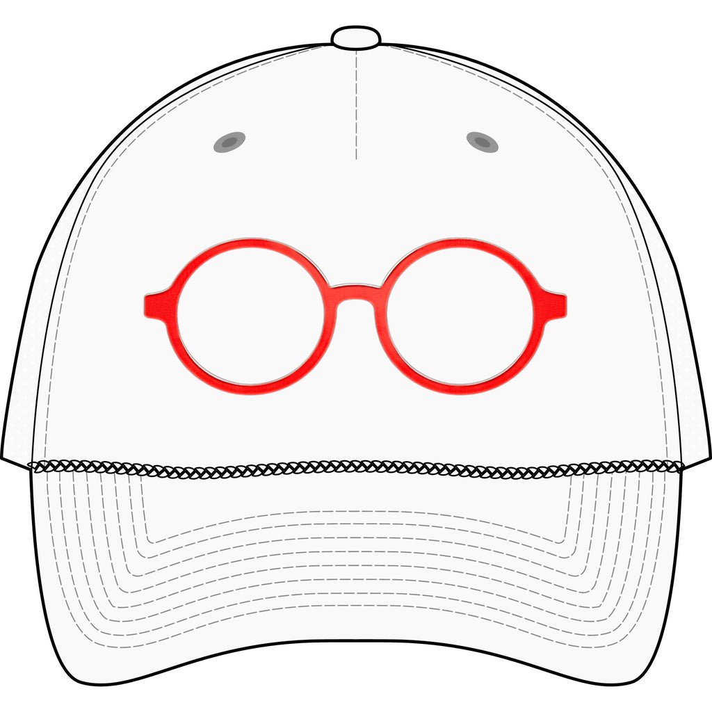 Briefing Attorney Trucker Hat — Minimal Red Round Frames Cap