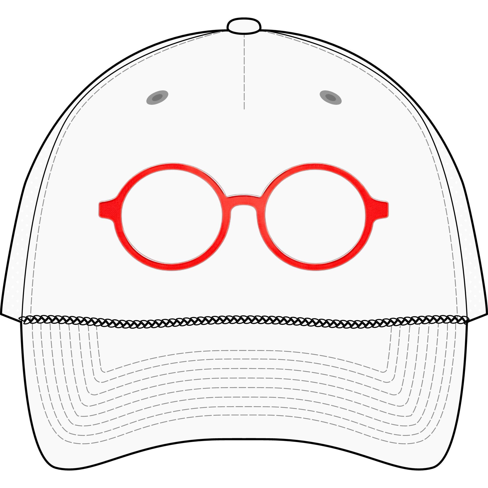 Briefing Attorney Trucker Hat — Minimal Red Round Frames Cap