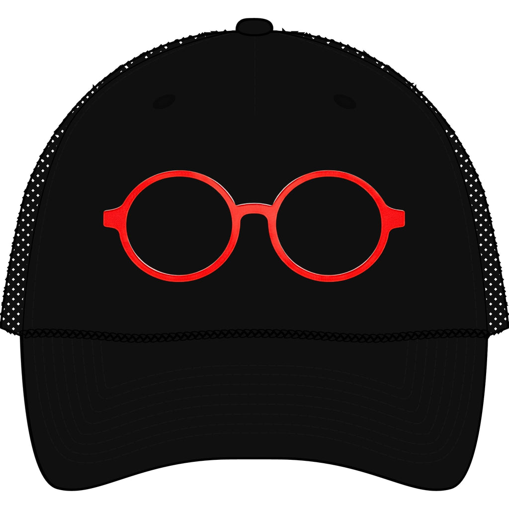 Briefing Attorney Trucker Hat — Minimal Red Round Frames Cap