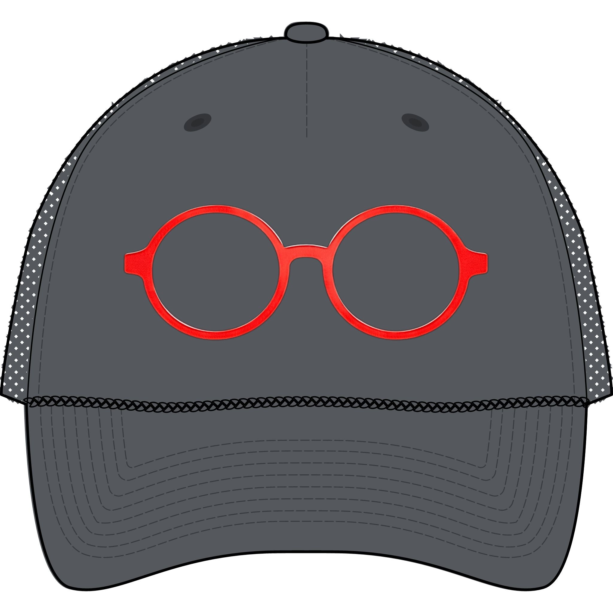 Briefing Attorney Trucker Hat — Minimal Red Round Frames Cap