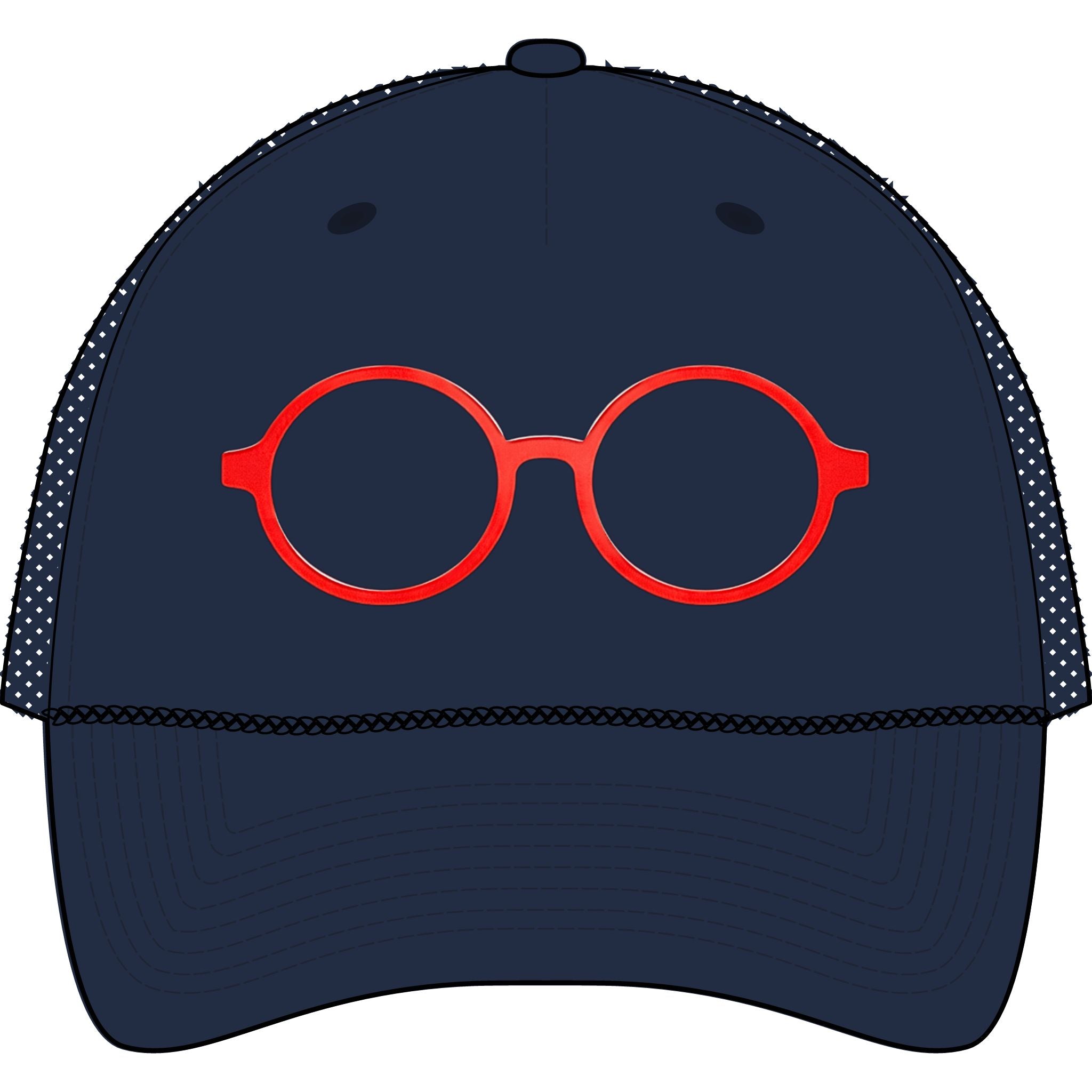 Briefing Attorney Trucker Hat — Minimal Red Round Frames Cap