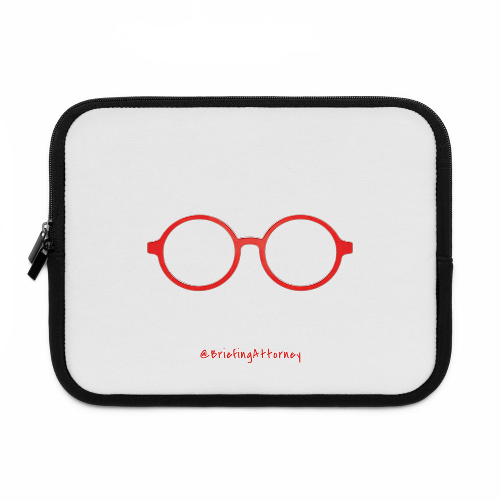 Red Round Glasses Laptop Sleeve — White