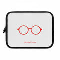Red Round Glasses Laptop Sleeve — White