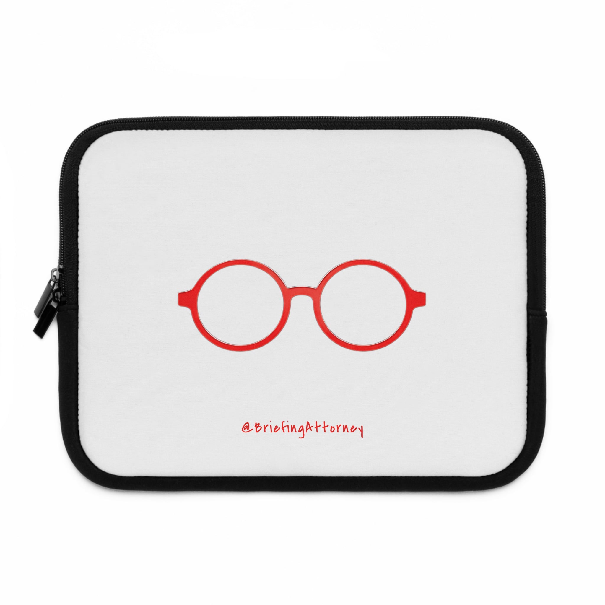Red Round Glasses Laptop Sleeve — White