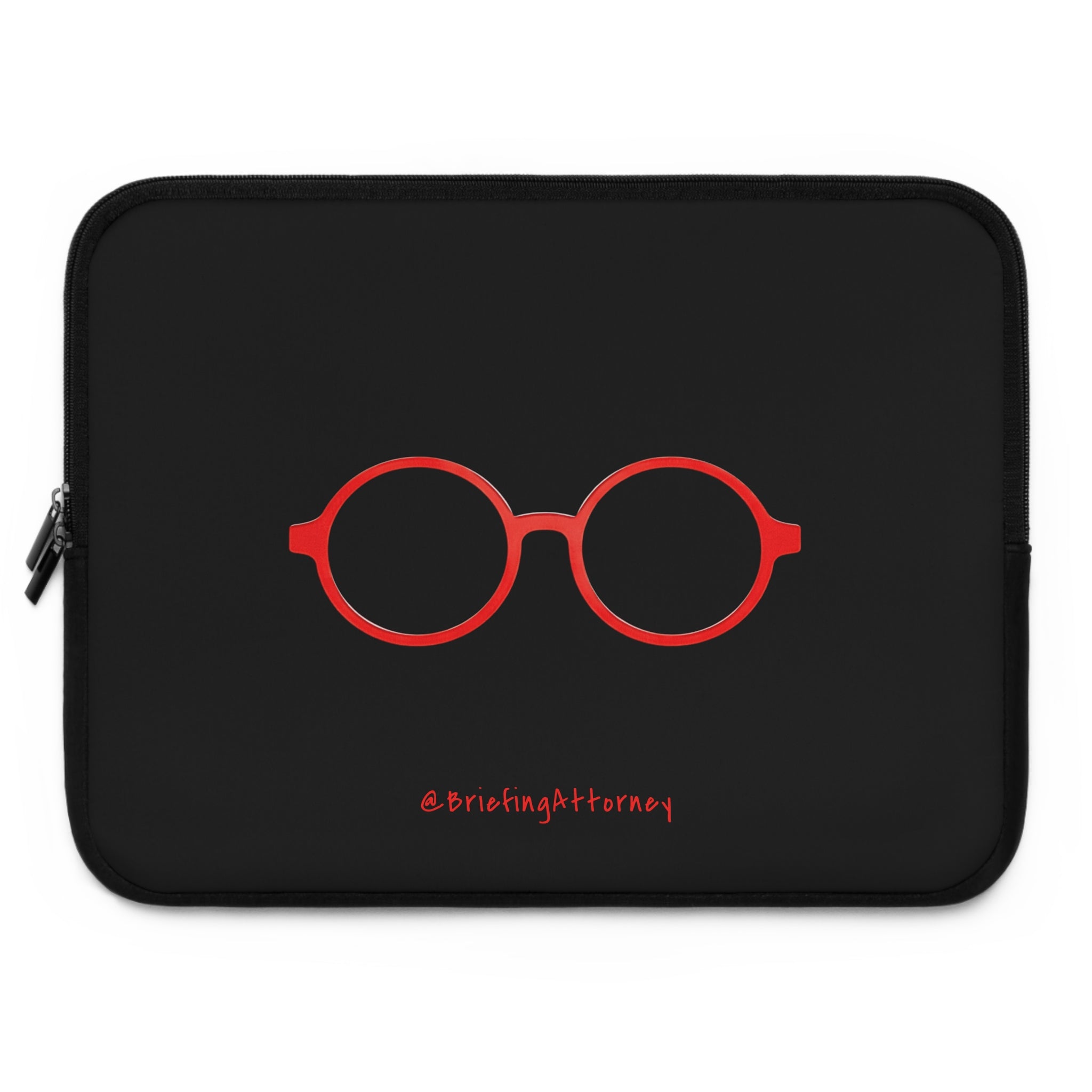 Red Round Glasses Laptop Sleeve - Black