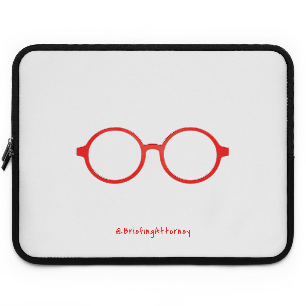 Red Round Glasses Laptop Sleeve — White