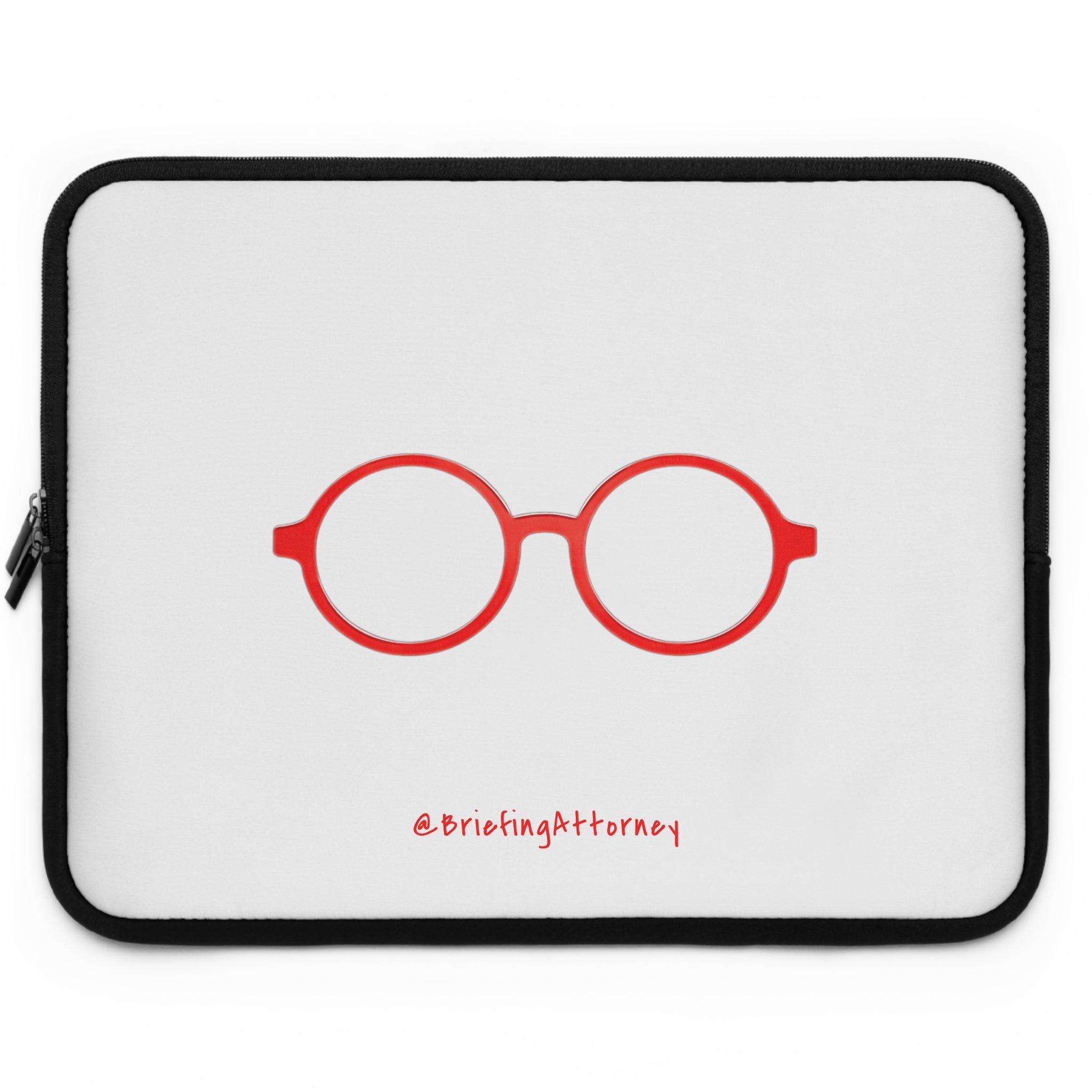 Red Round Glasses Laptop Sleeve — White