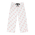 Men's White Lounge Pants with Red Glasses Pattern — Cozy Pajama Bottoms