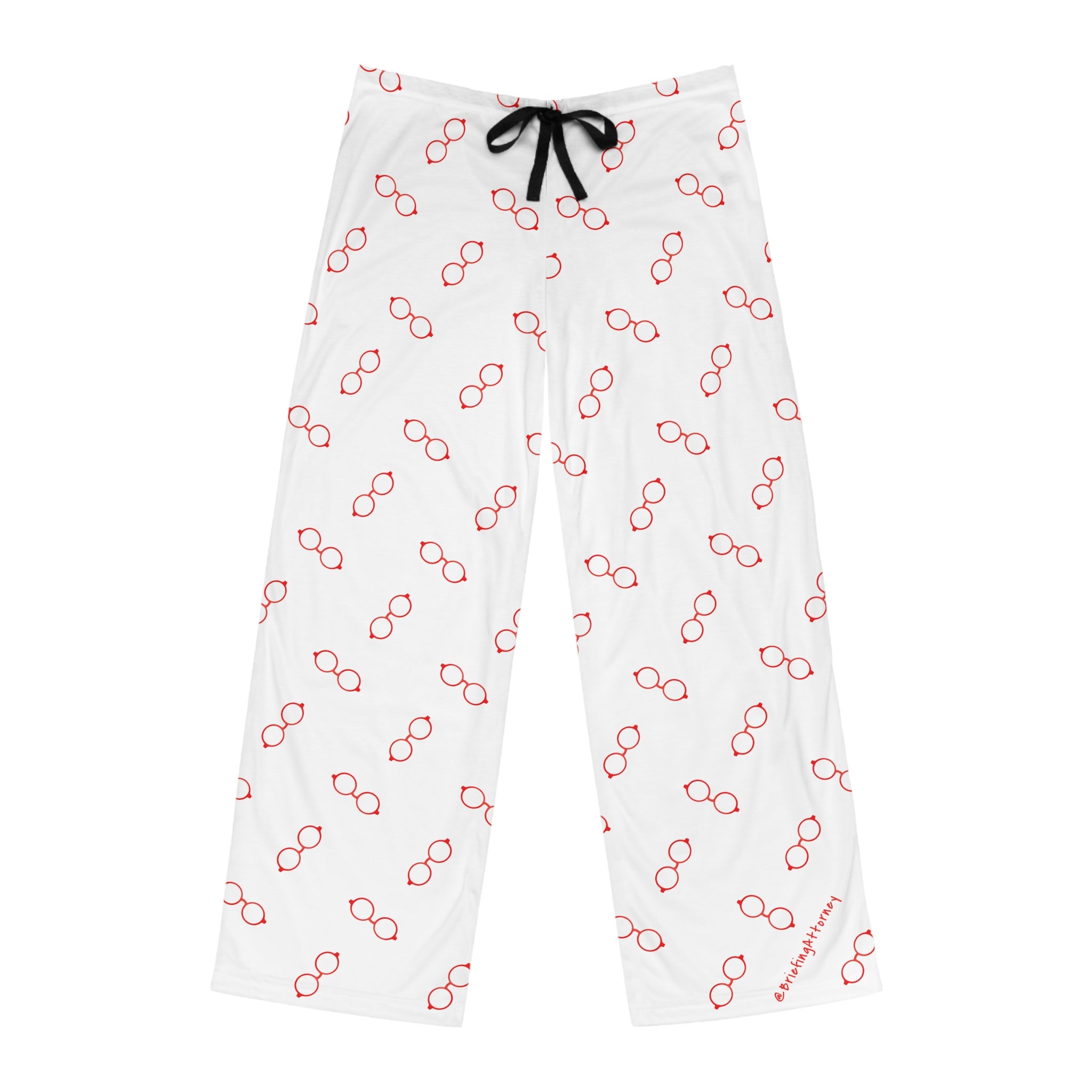 Men's White Lounge Pants with Red Glasses Pattern — Cozy Pajama Bottoms