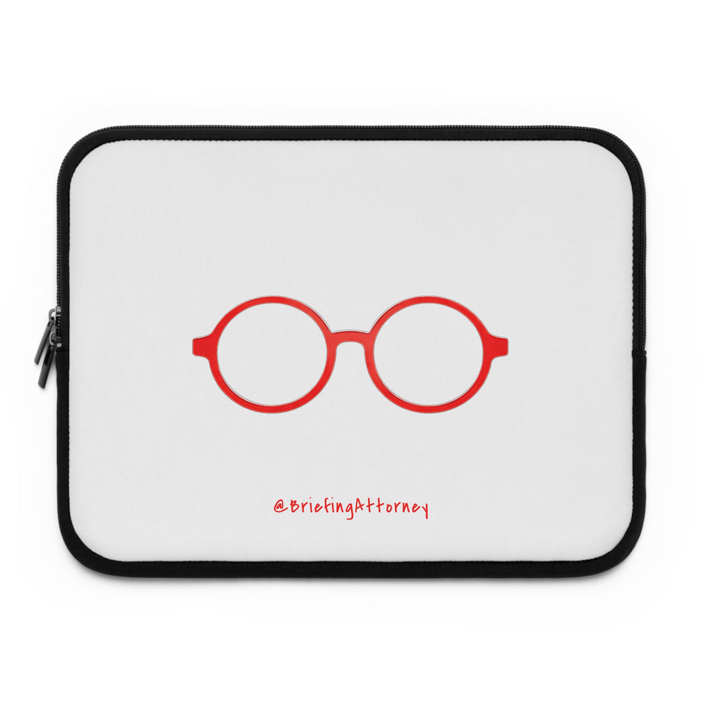Red Round Glasses Laptop Sleeve — White