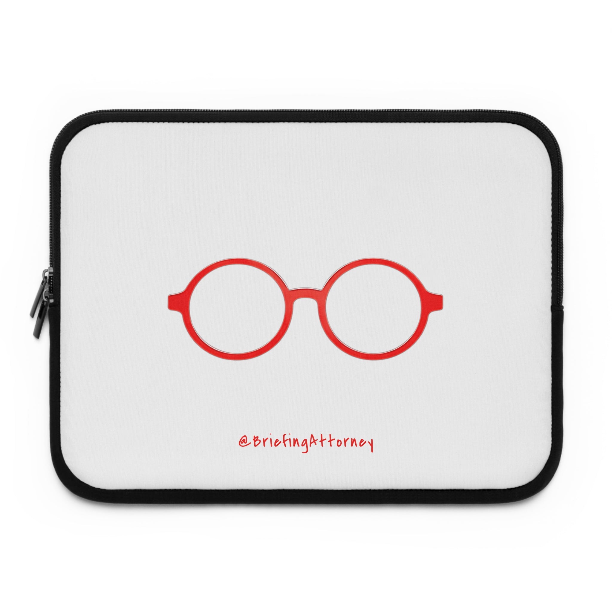 Red Round Glasses Laptop Sleeve — White