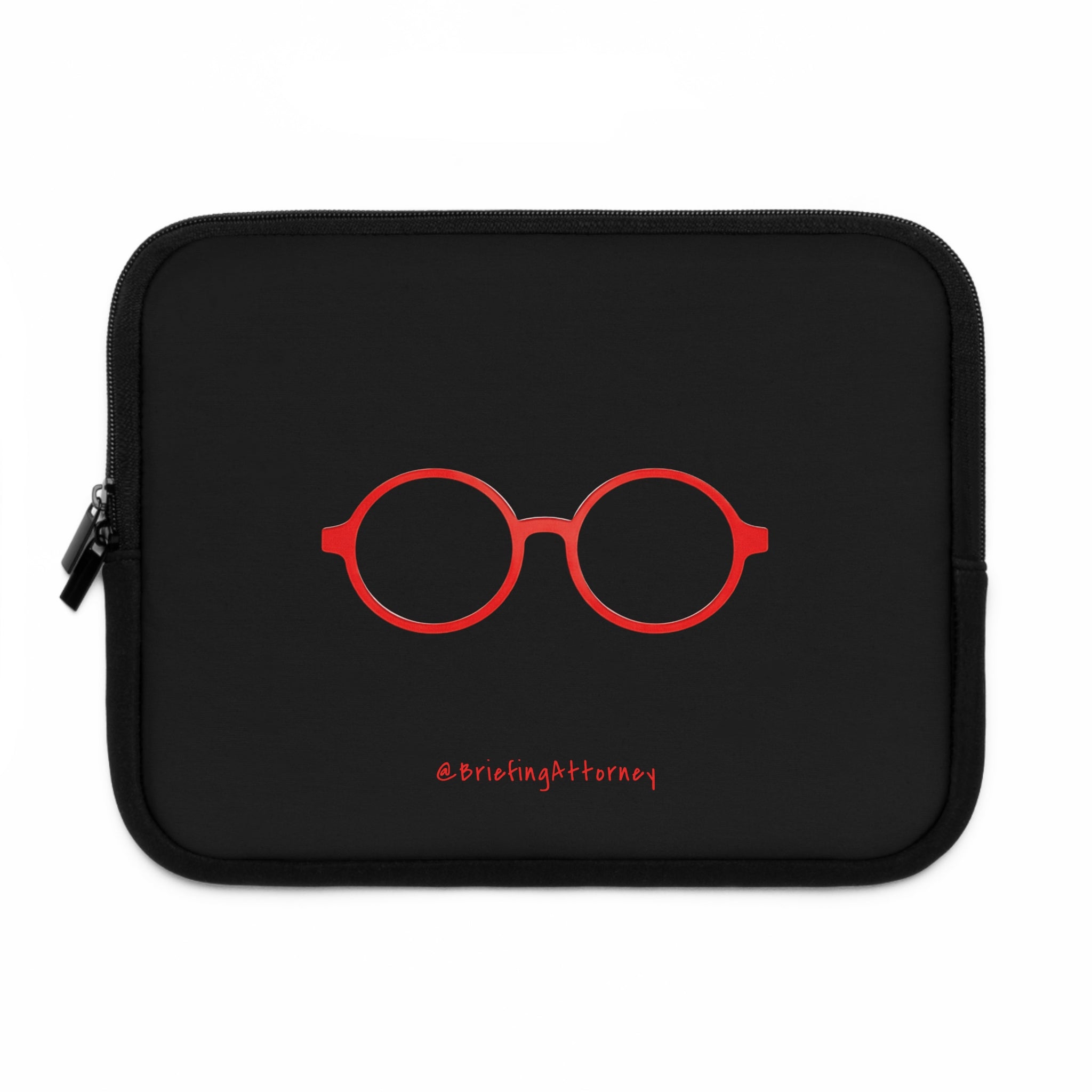 Red Round Glasses Laptop Sleeve - Black
