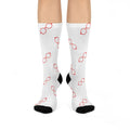 Red Glasses Pattern Crew Socks — Cushioned White Novelty Socks
